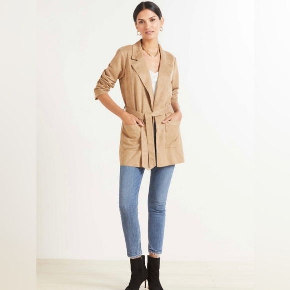 Level 99 Jackets & Blazers - Level 99 Faux Suede Blazer NWT Belted Camel Front Pockets Neutral